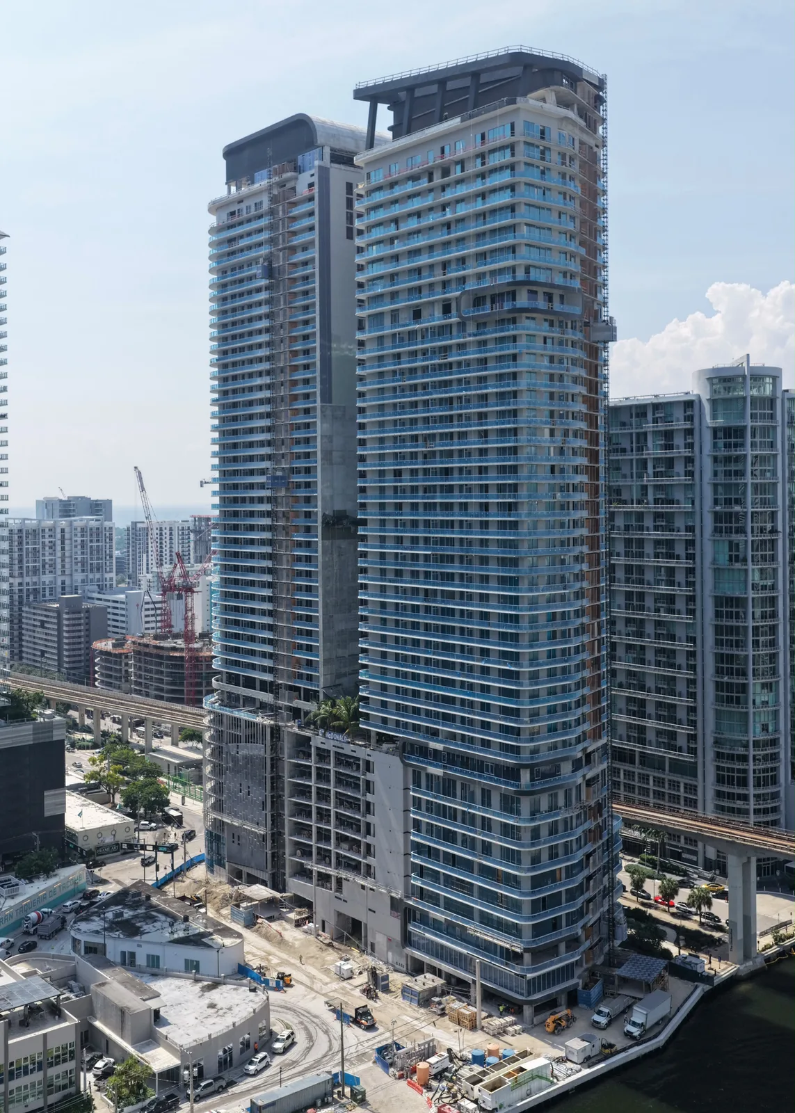 Lofty Brickell & Standard Residences Brickell from the air